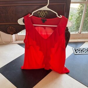 The Limited Red Ruffle Sleeveless Blouse